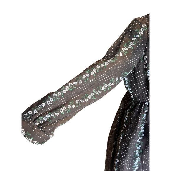 Vintage Raymodes NY 70’s house dress brown floral embroidered boho Large retro - Picture 5 of 10